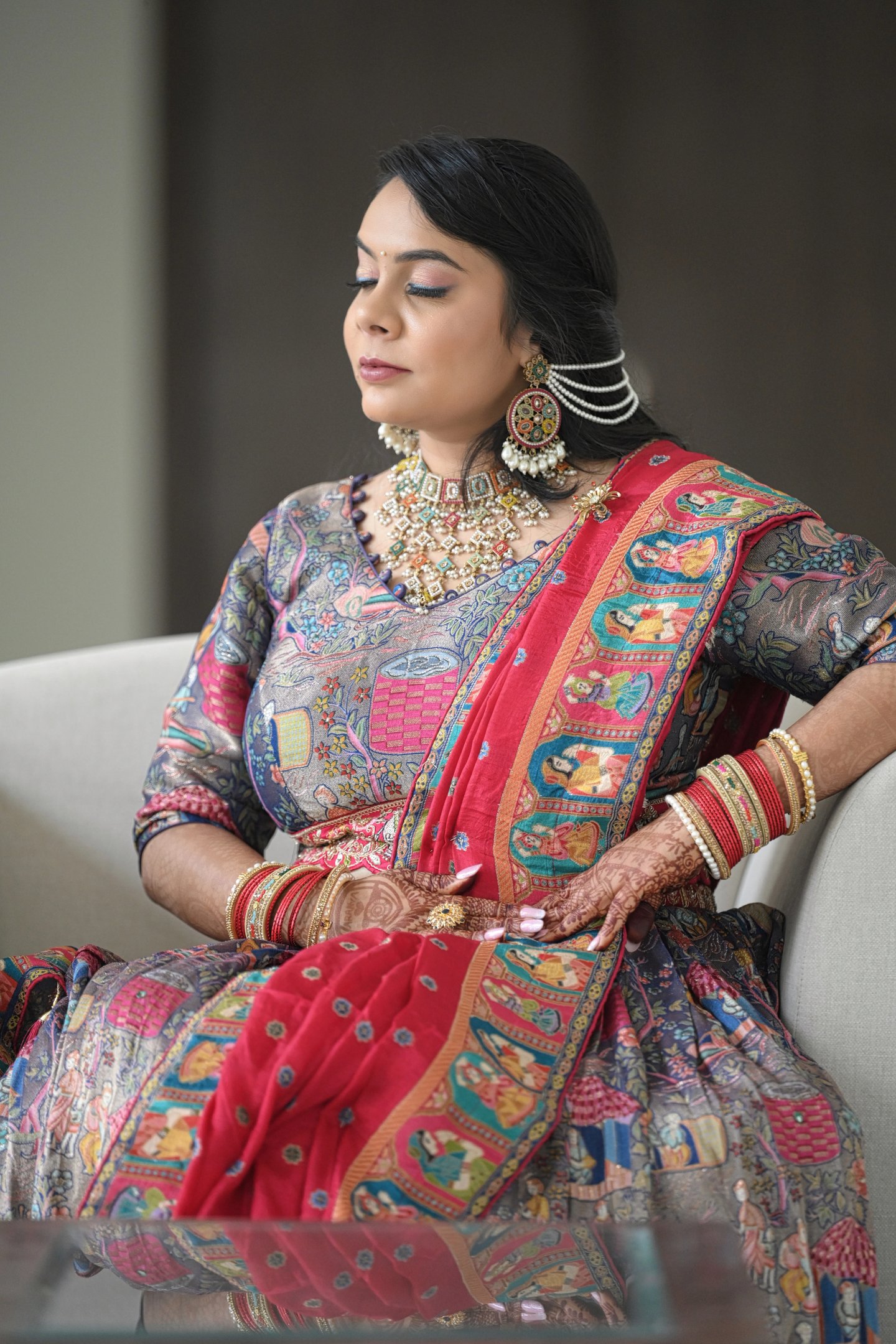 A detail shot of the bride's hands and jewelry.