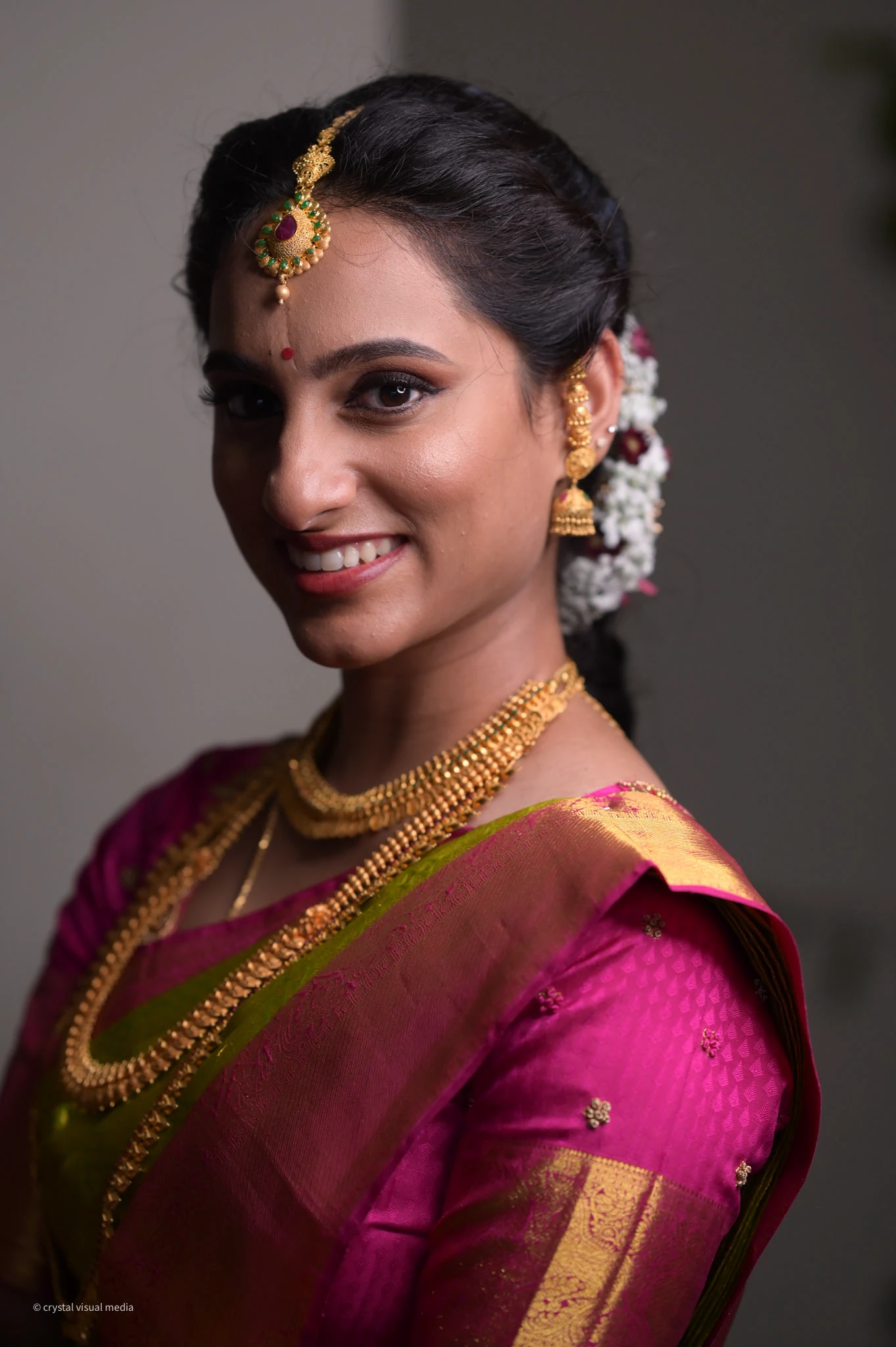 Couple posing at a destination wedding in Kerala.
