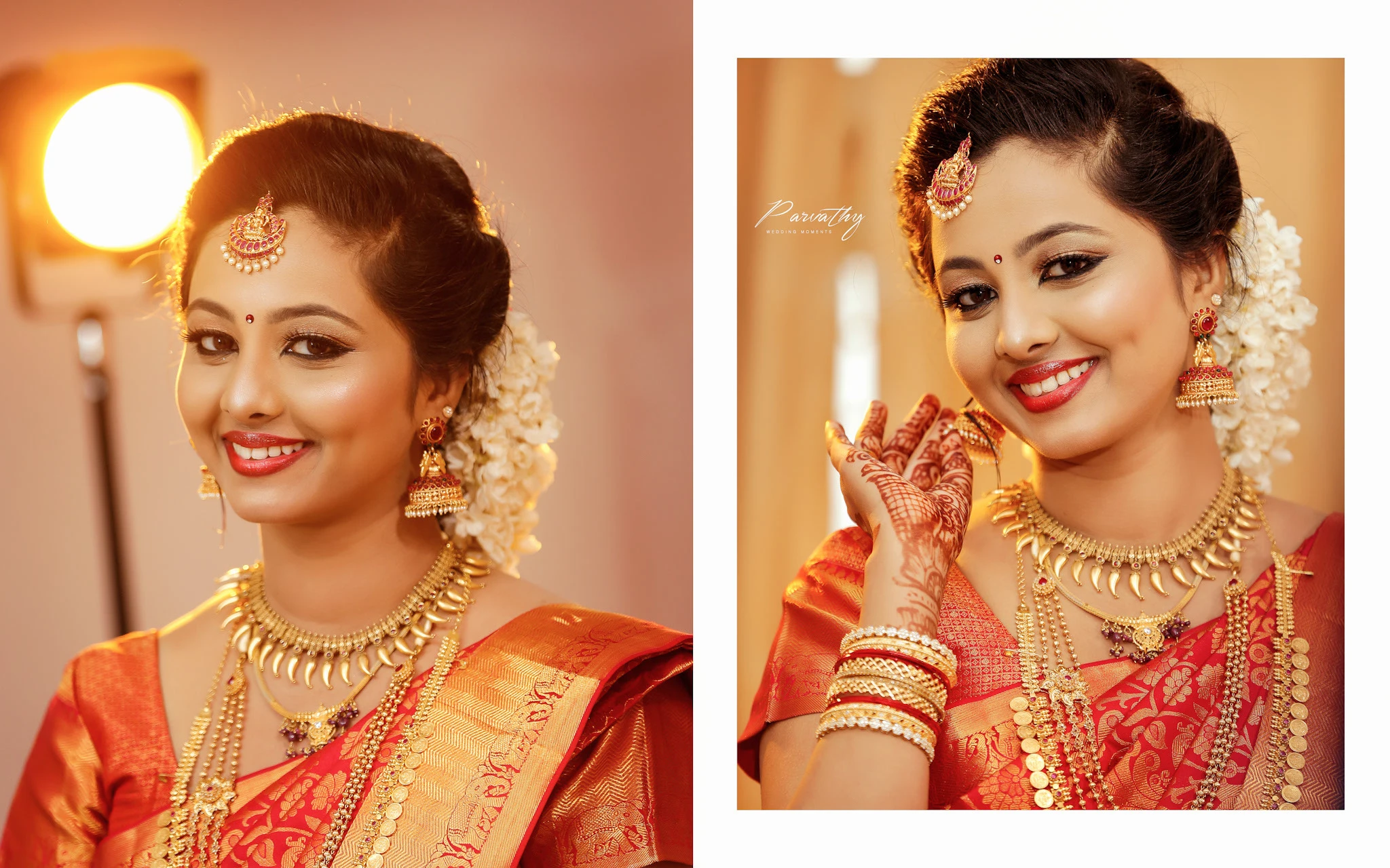 Close-up of a beautiful bride from Palakkad.
