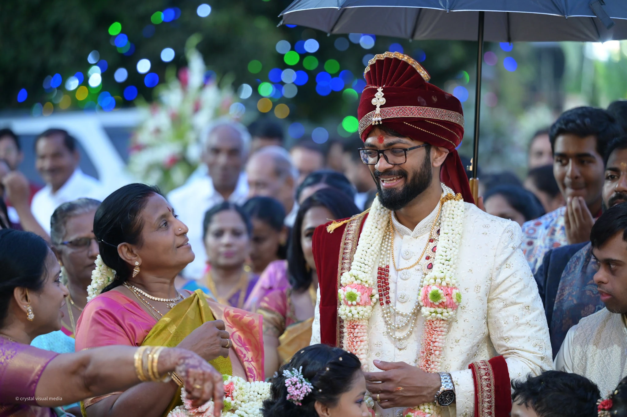 Candid moment at a destination wedding in Kerala.